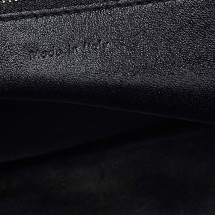 Pre Owned Celine Black Python And Leather Medium Edge Top Handle Bag