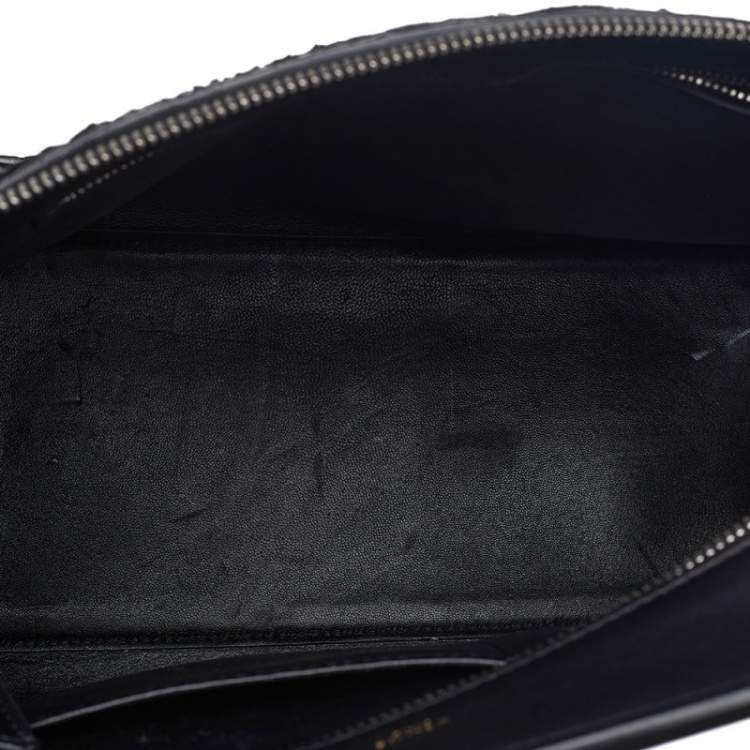 Pre Owned Celine Black Python And Leather Medium Edge Top Handle Bag
