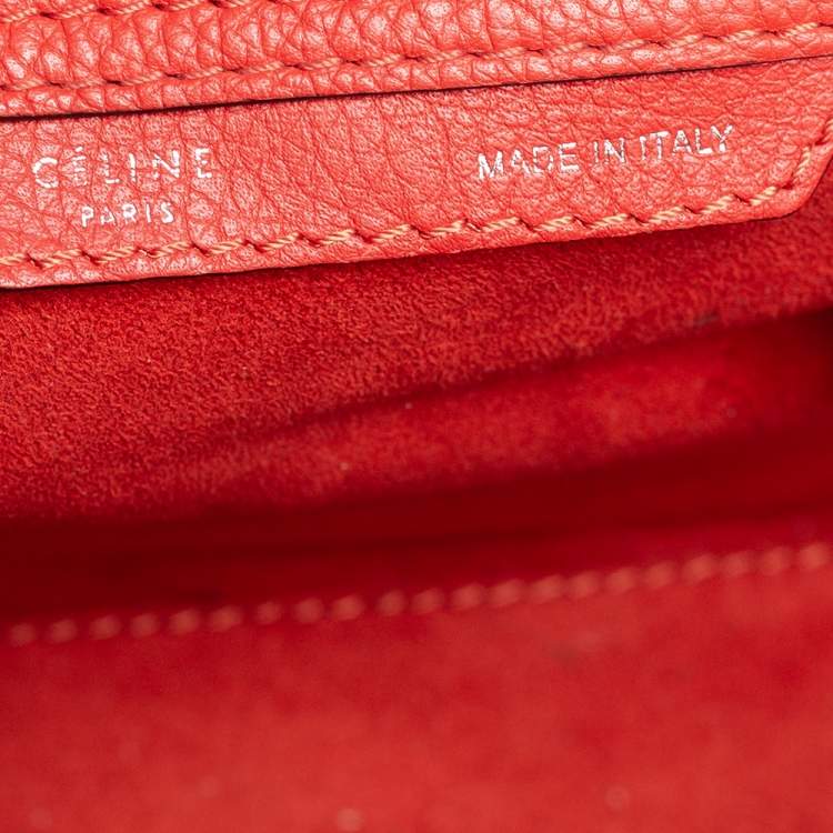 Pre Owned Celine Orange Leather Micro Luggage Tote