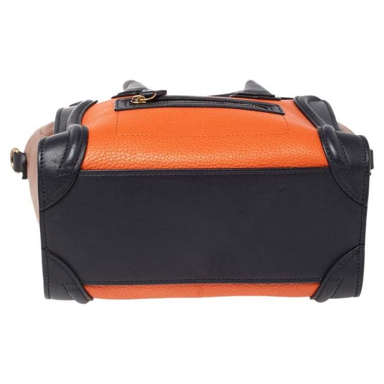 Pre Owned Celine Tri Color Leather Nano Luggage Tote