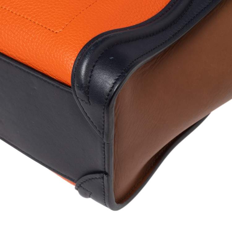 Pre Owned Celine Tri Color Leather Nano Luggage Tote