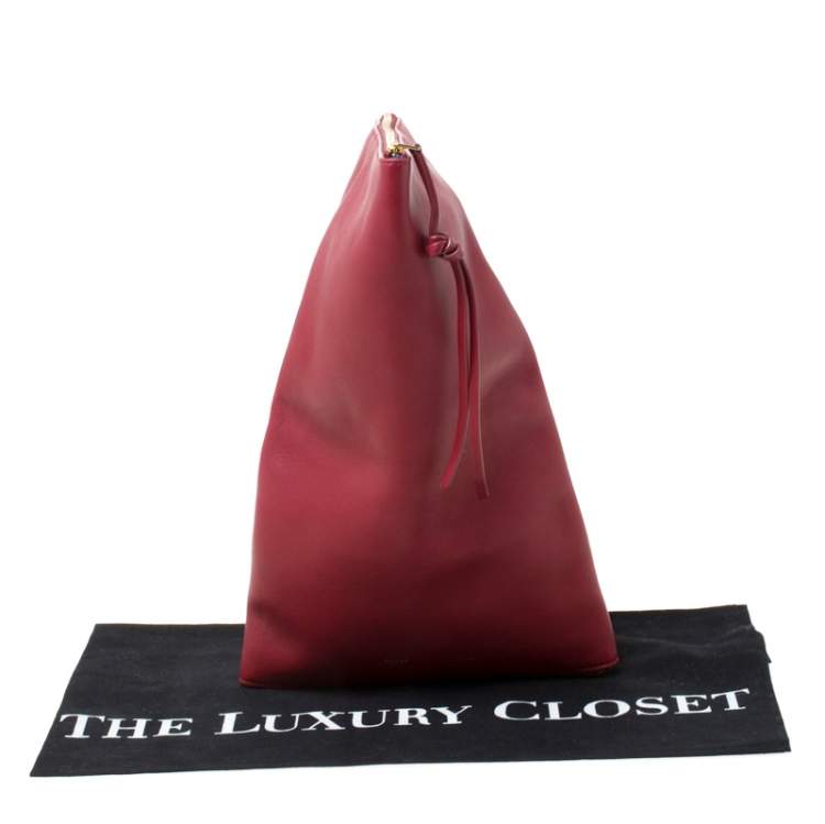 Pre Owned Celine Wine Red Leather Berlingot Clutch