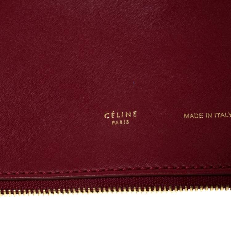 Pre Owned Celine Wine Red Leather Berlingot Clutch