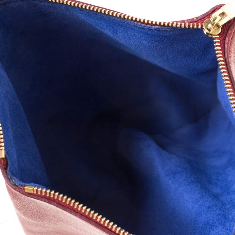 Pre Owned Celine Wine Red Leather Berlingot Clutch