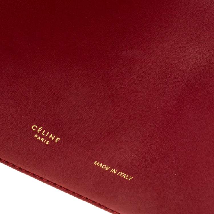 Pre Owned Celine Wine Red Leather Berlingot Clutch