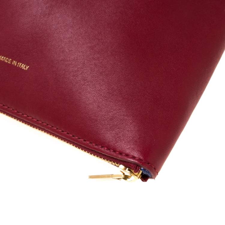 Pre Owned Celine Wine Red Leather Berlingot Clutch