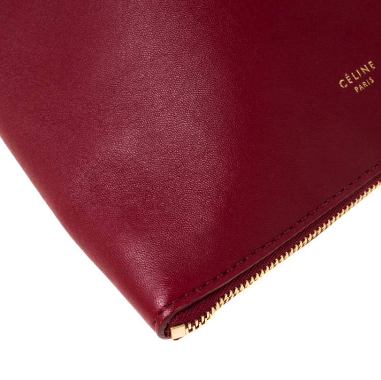 Pre Owned Celine Wine Red Leather Berlingot Clutch