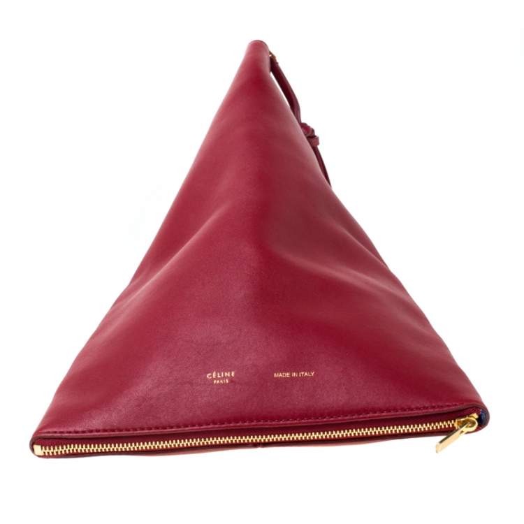 Pre Owned Celine Wine Red Leather Berlingot Clutch