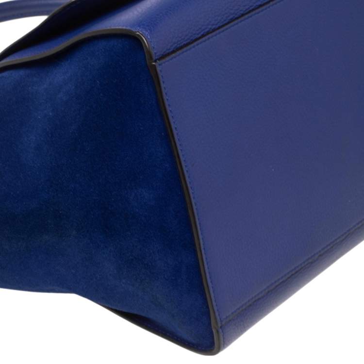 مملوكة مسبقًا Celine Blue Leather and Suede Medium Trapeze Bag