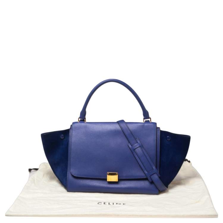 مملوكة مسبقًا Celine Blue Leather and Suede Medium Trapeze Bag