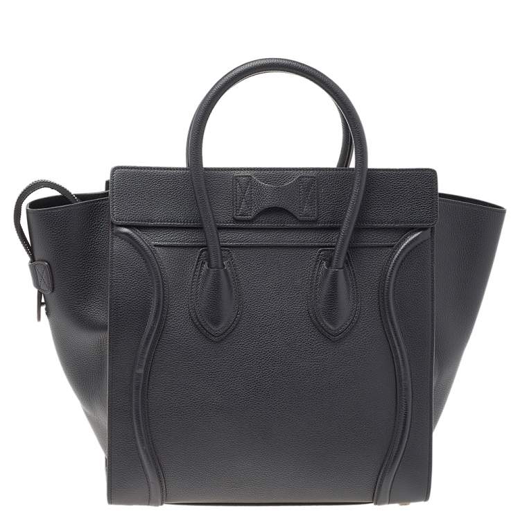 Pre Owned Celine Black Leather Mini Luggage Tote