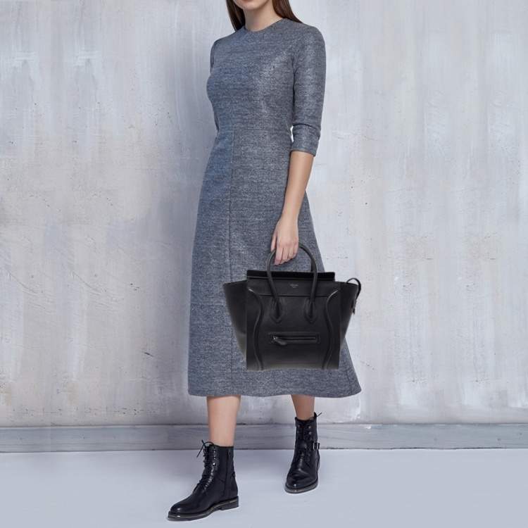 Pre Owned Celine Black Leather Mini Luggage Tote