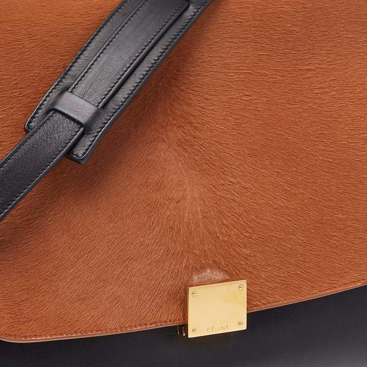 Pre Owned Celine Multicolor Calfhair and Leather Medium Trapeze Bag