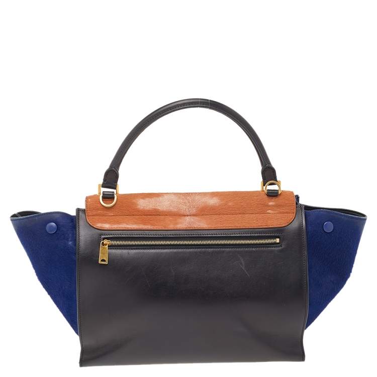 Pre Owned Celine Multicolor Calfhair and Leather Medium Trapeze Bag
