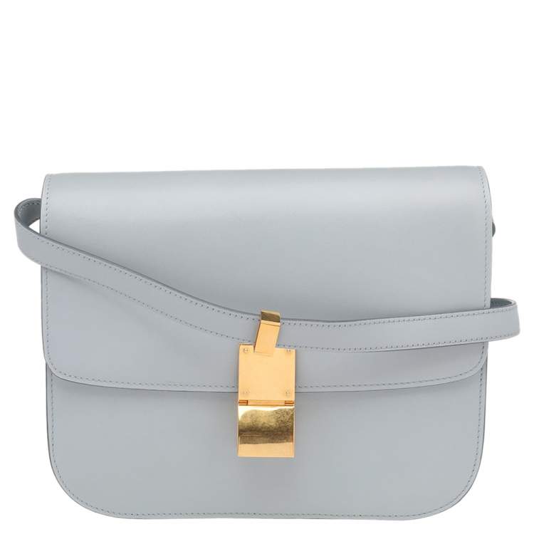 Celine Grey Leather Medium Classic Box Shoulder Bag Celine The Luxury Closet