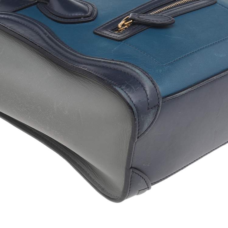 Pre Owned Celine Tri Color Leather Nano Luggage Tote