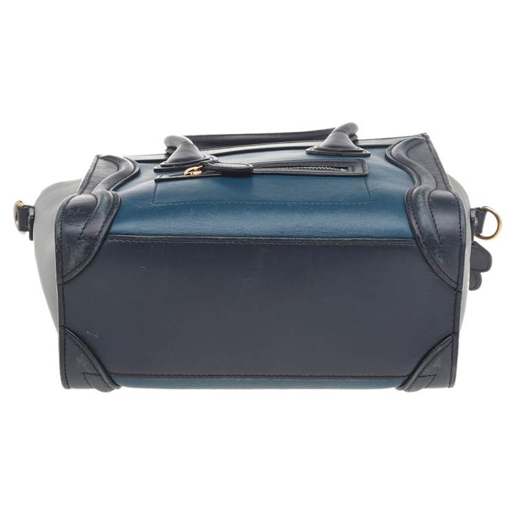 Pre Owned Celine Tri Color Leather Nano Luggage Tote