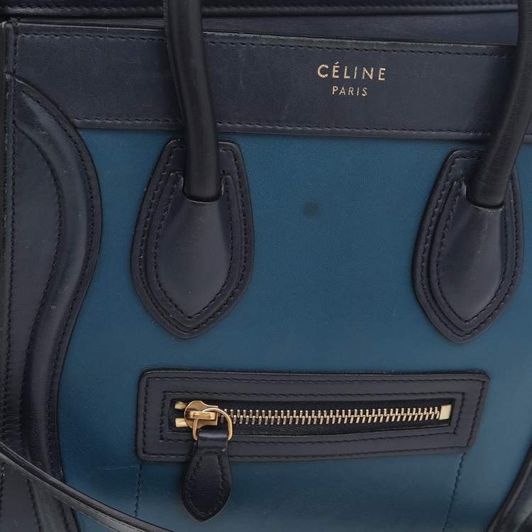 Pre Owned Celine Tri Color Leather Nano Luggage Tote