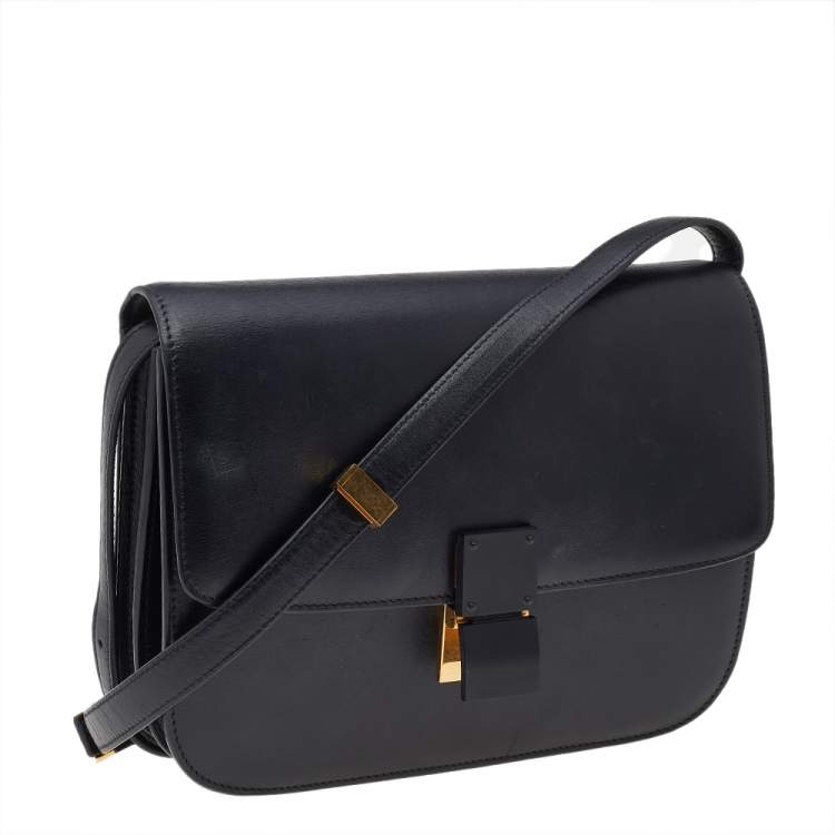 Pre Owned Celine Black Leather Medium Classic Box Shoulder Bag