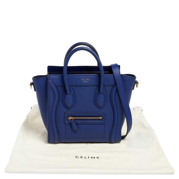 Pre Owned Céline Blue Leather Nano Luggage Tote