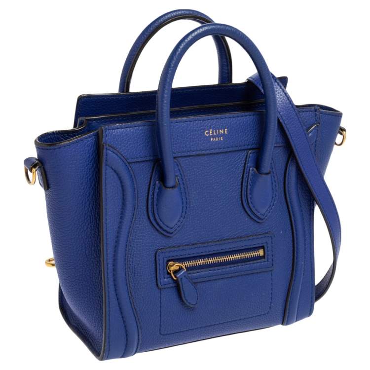 Pre Owned Céline Blue Leather Nano Luggage Tote