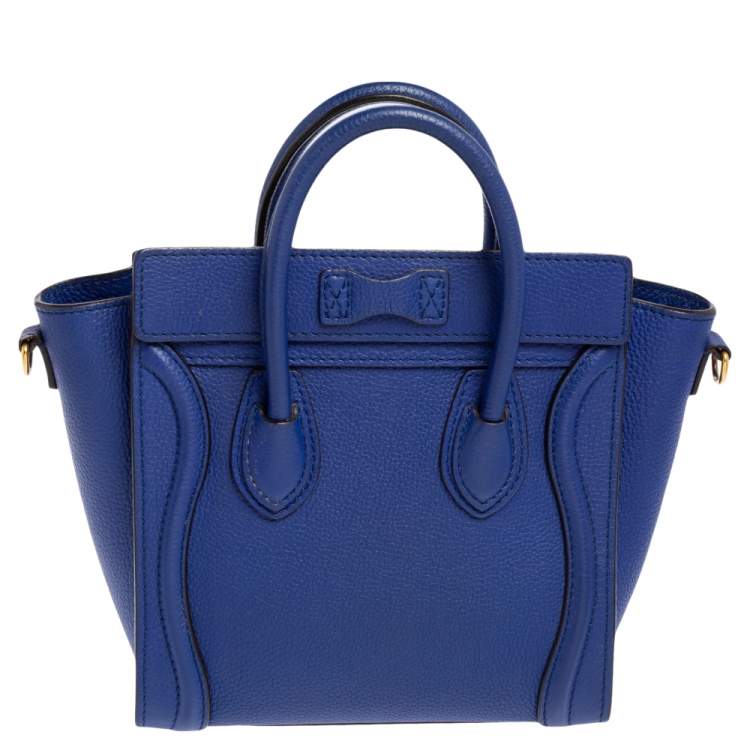 Pre Owned Céline Blue Leather Nano Luggage Tote