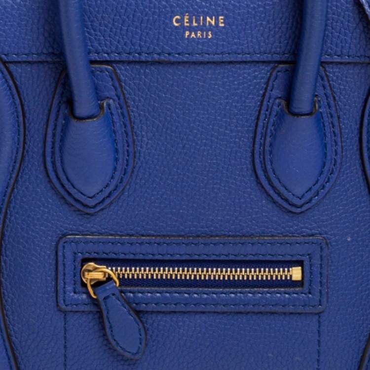 Pre Owned Céline Blue Leather Nano Luggage Tote