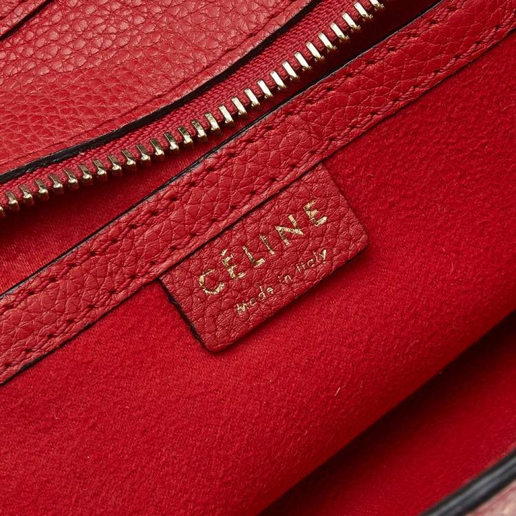 Pre Owned Céline Red Grained Leather Nano Luggage Tote