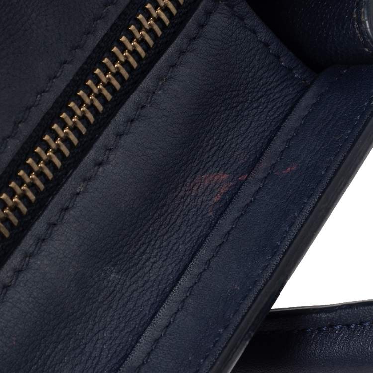 Pre Owned Céline Navy Blue Leather Nano Luggage Tote