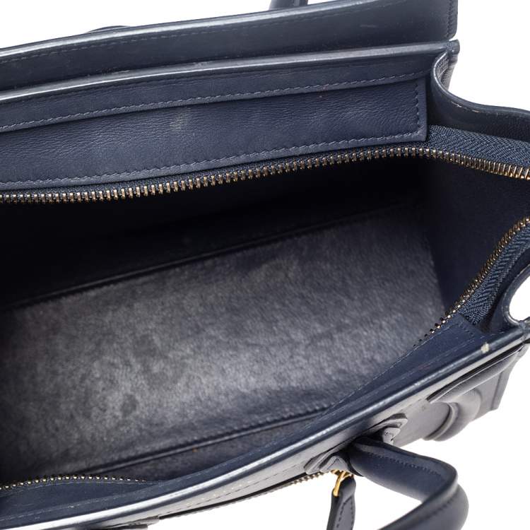 Pre Owned Céline Navy Blue Leather Nano Luggage Tote