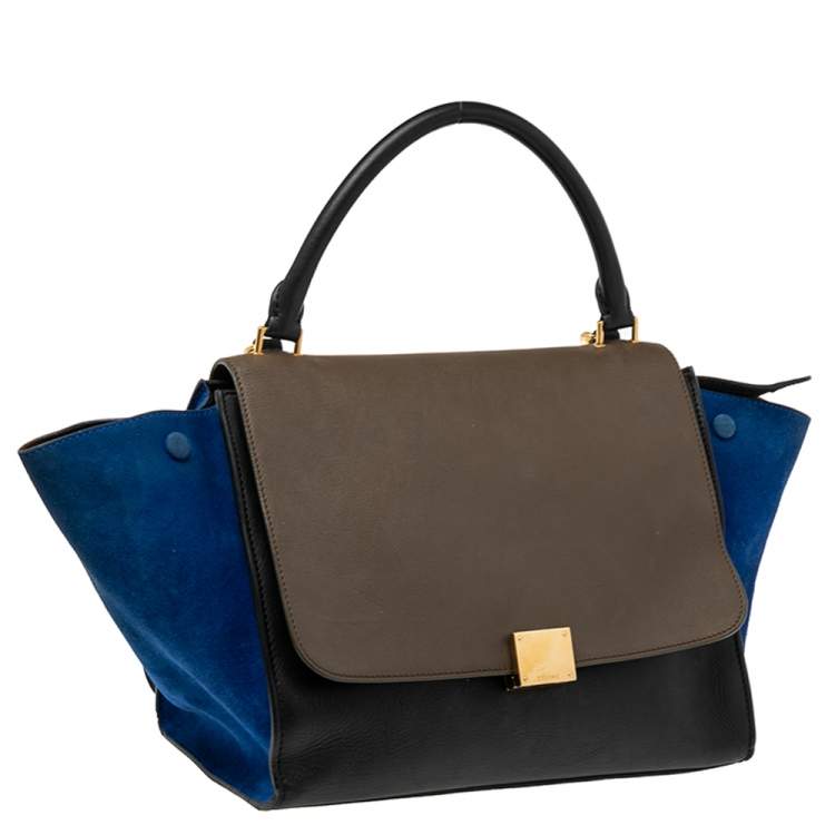 Pre Owned Céline Tri Color Leather and Suede Medium Trapeze Bag