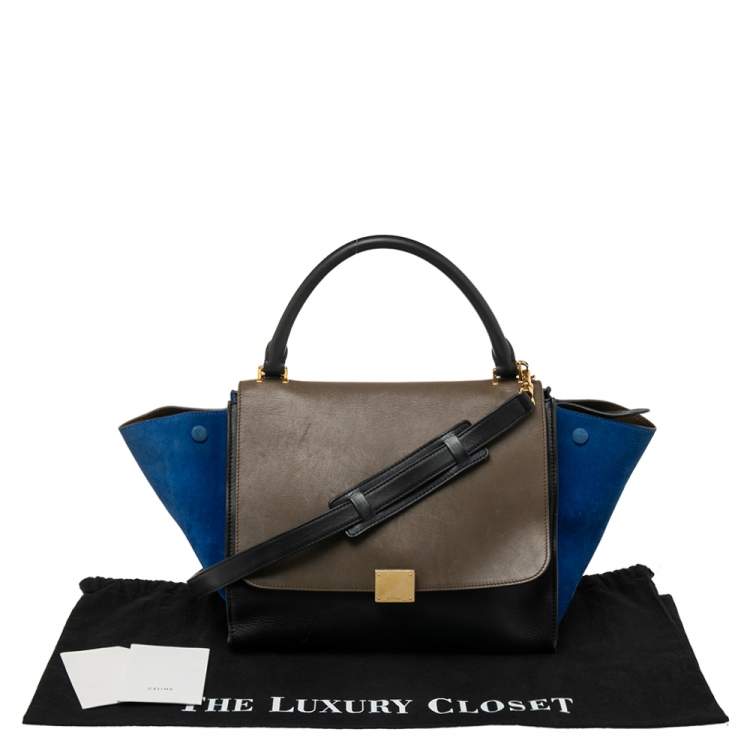 Pre Owned Céline Tri Color Leather and Suede Medium Trapeze Bag