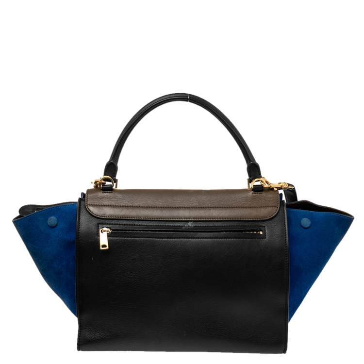 Pre Owned Céline Tri Color Leather and Suede Medium Trapeze Bag
