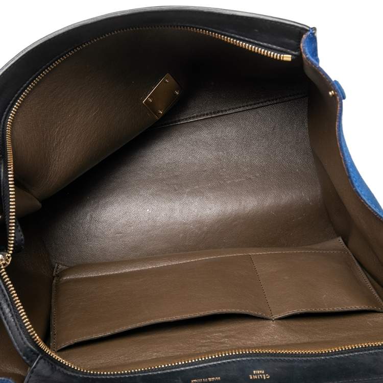 Pre Owned Céline Tri Color Leather and Suede Medium Trapeze Bag