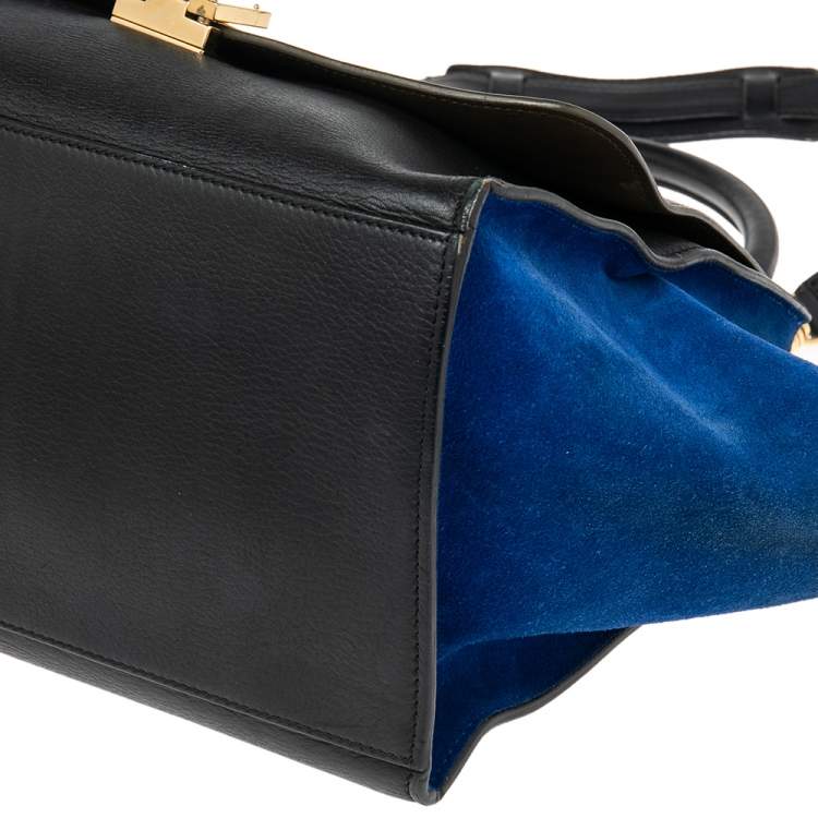 Pre Owned Céline Tri Color Leather and Suede Medium Trapeze Bag