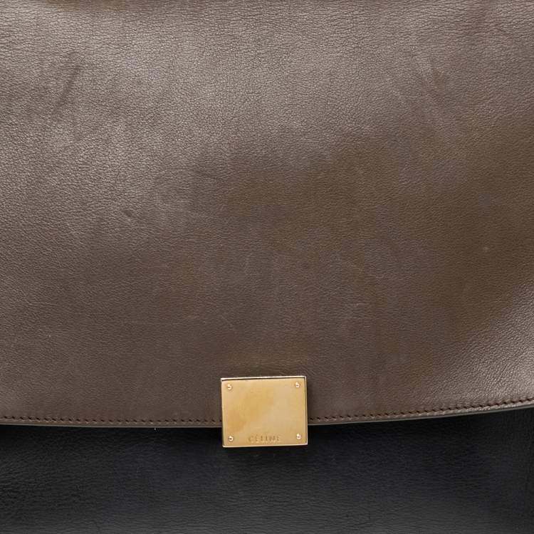 Pre Owned Céline Tri Color Leather and Suede Medium Trapeze Bag