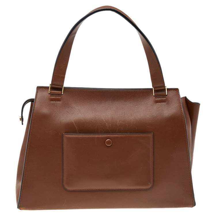 Pre Owned Celine Brown Leather Medium Edge Top Handle Bag
