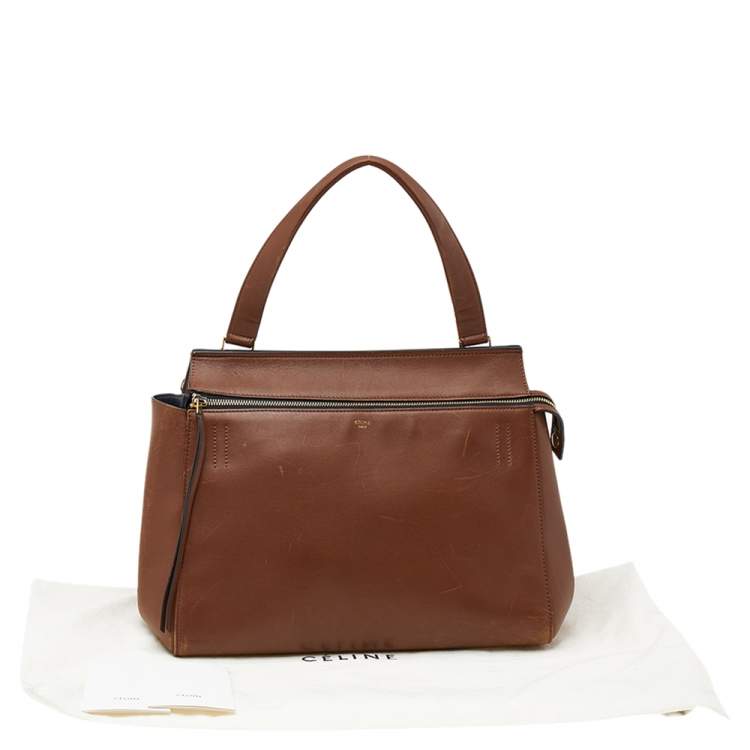 Pre Owned Celine Brown Leather Medium Edge Top Handle Bag