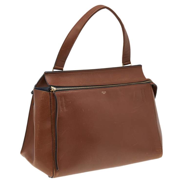 Pre Owned Celine Brown Leather Medium Edge Top Handle Bag