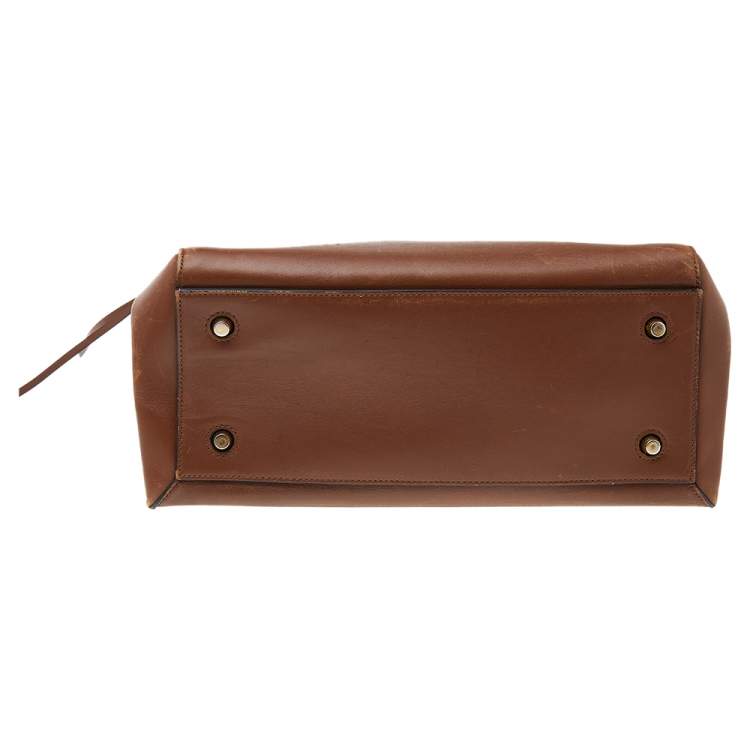 Pre Owned Celine Brown Leather Medium Edge Top Handle Bag