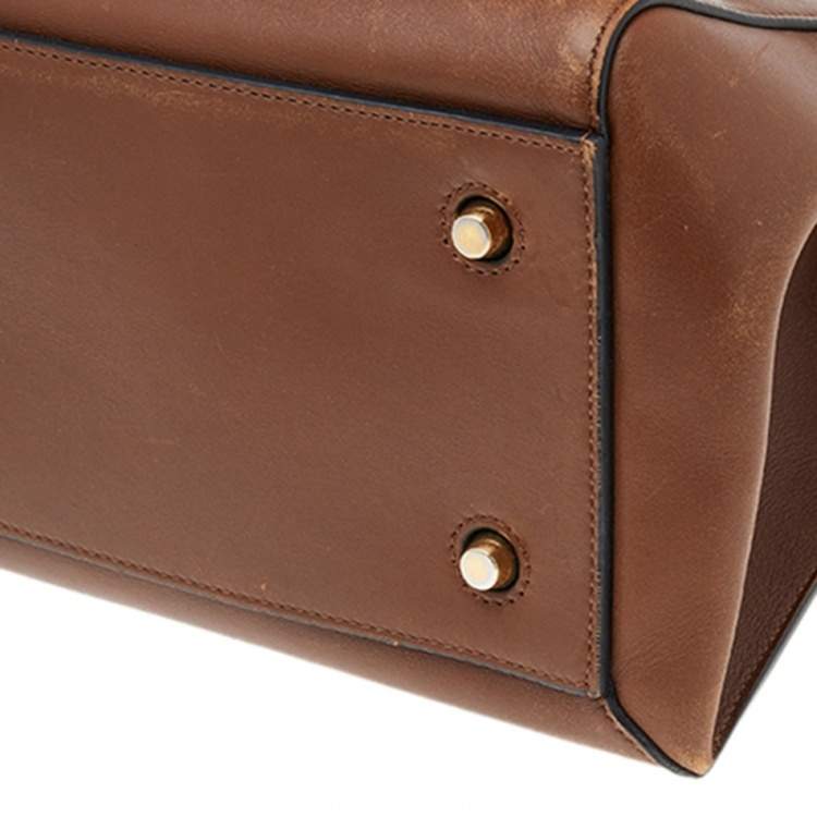 Pre Owned Celine Brown Leather Medium Edge Top Handle Bag