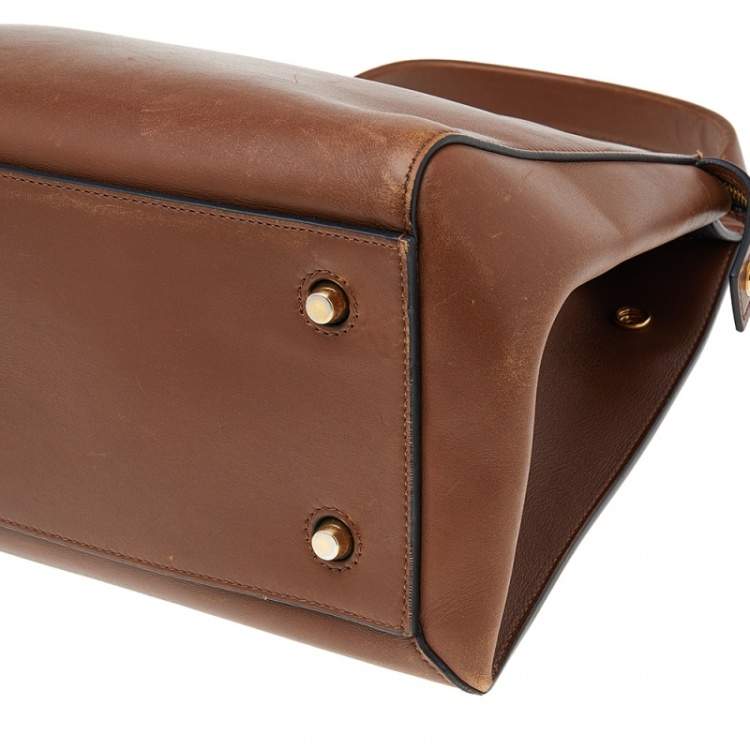 Pre Owned Celine Brown Leather Medium Edge Top Handle Bag