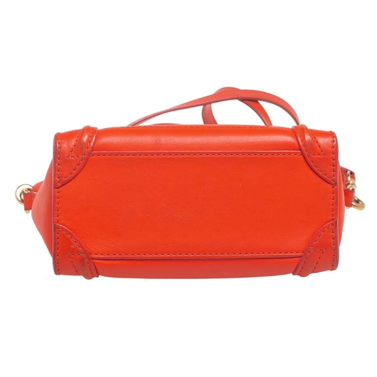 Pre Owned Céline Orange Leather Nano Luggage Tote