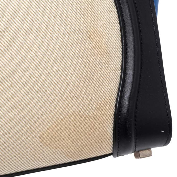 Pre Owned Celine Tricolor Leather and Canvas Micro Luggage Tote