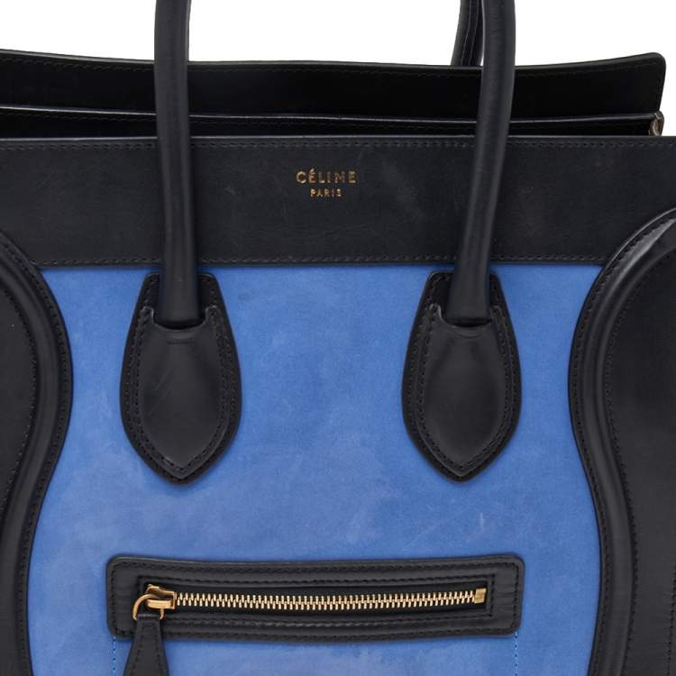 Pre Owned Celine Tricolor Leather and Nubuck Leather Mini Luggage Tote