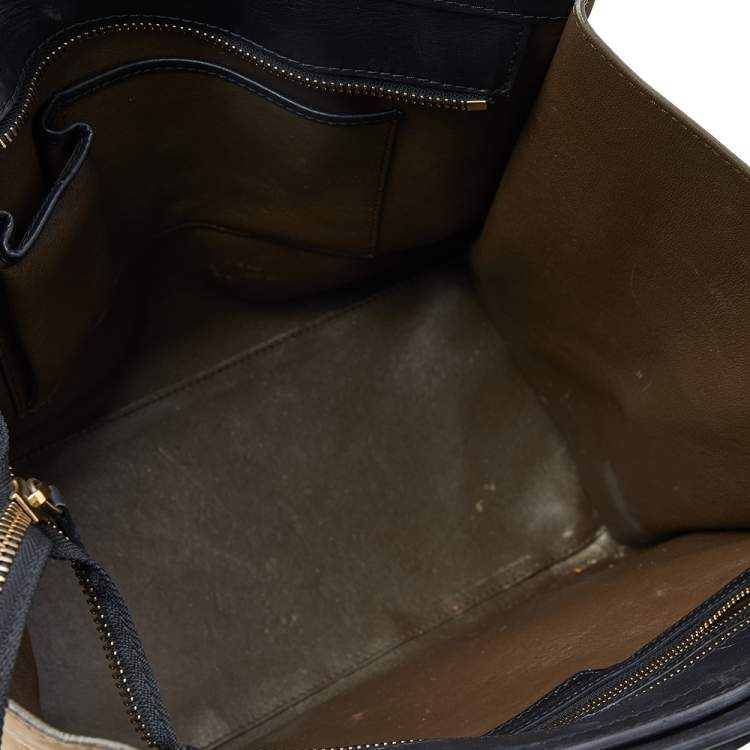 Pre Owned Celine Tricolor Leather and Nubuck Leather Mini Luggage Tote
