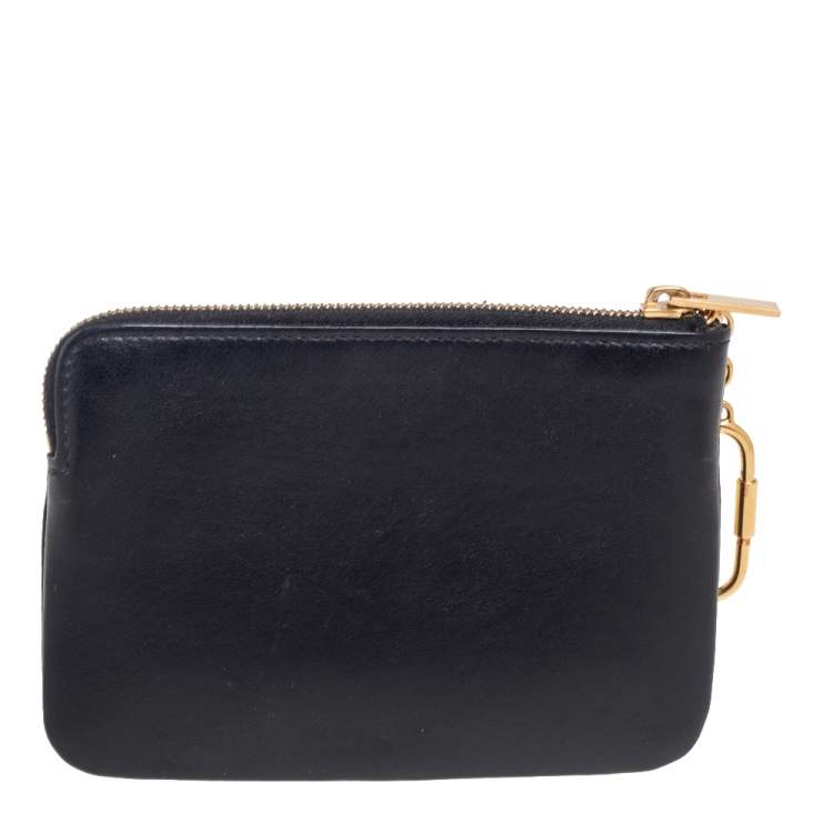 Pre Owned Celine Black Leather Solo Coin Purse