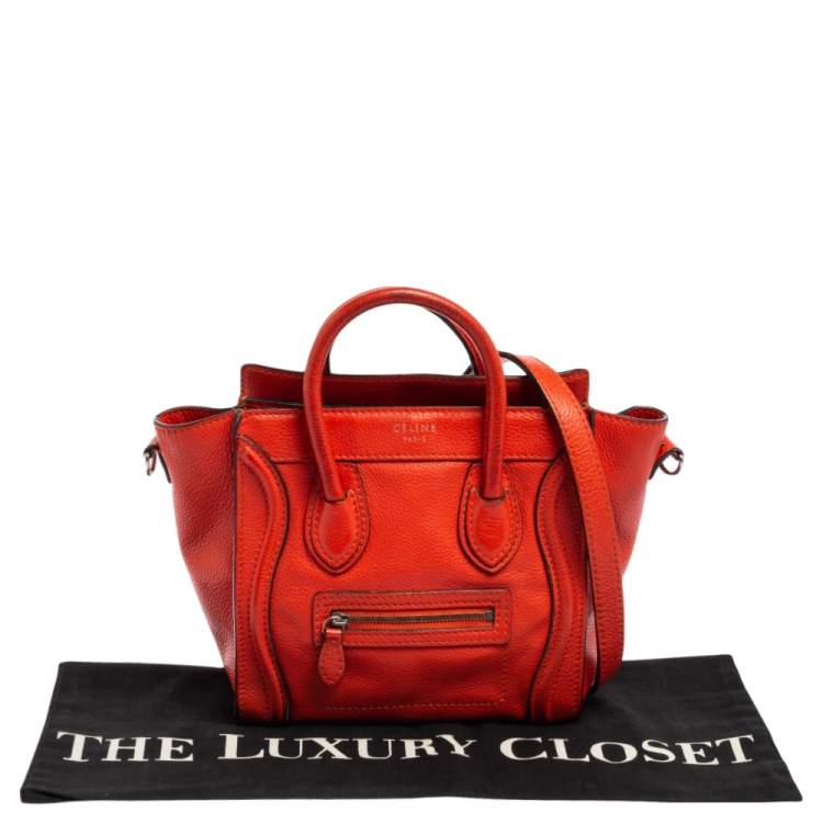 Pre Owned Céline Orange Leather Nano Luggage Tote