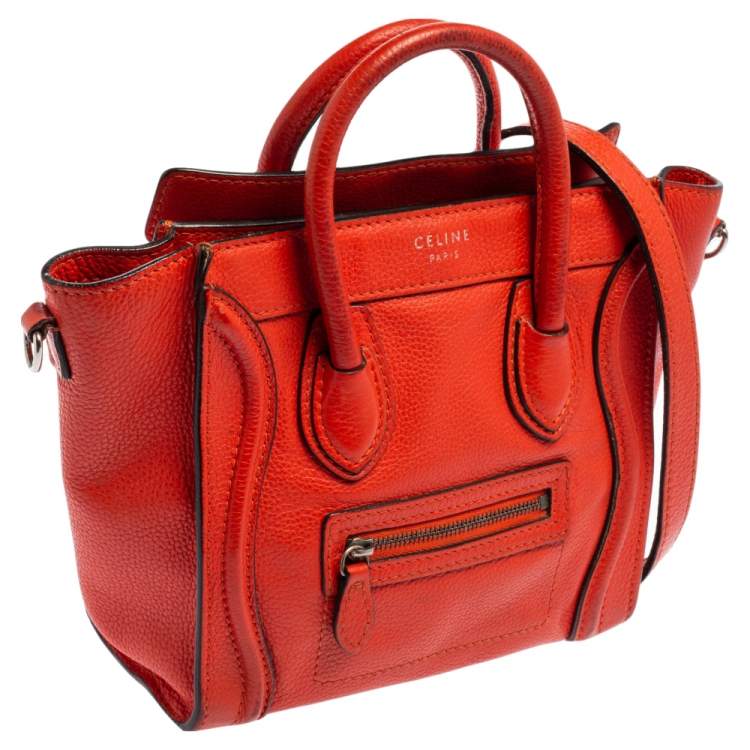 Pre Owned Céline Orange Leather Nano Luggage Tote