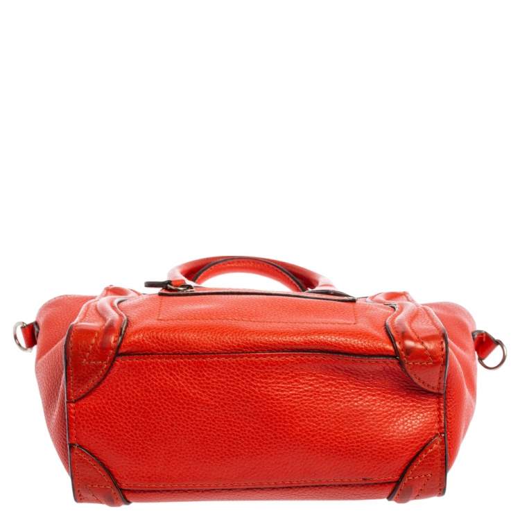 Pre Owned Céline Orange Leather Nano Luggage Tote